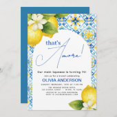アモーレモンブルーイタリアンタイル誕生日 招待状 (正面/裏面)