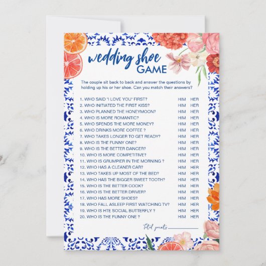 アモーレ地中海のの結婚シューゲームカード 招待状 (正面)