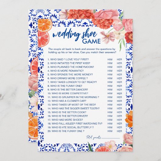 アモーレ地中海のの結婚シューゲームカード 招待状 (正面/裏面)