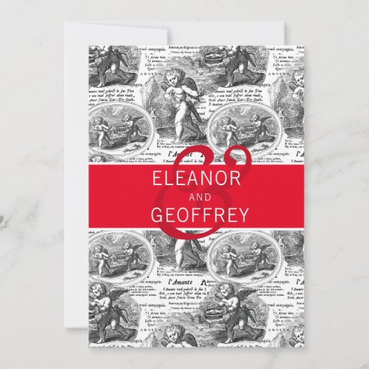 アモーレ結婚のキュピッドヴィンテージトワルドジュイ 招待状 (裏面)