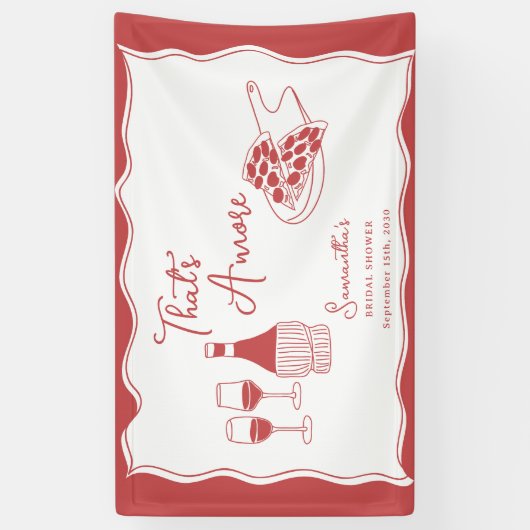 アモーレ イタリアンピザ ワイン ブライダルシャワー サイン 横断幕 (縦)