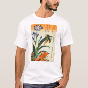 アヤメにカワセミ,北斎アイリスとカワセミ,北斎,浮世絵 Tシャツ
