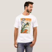 アヤメにカワセミ,北斎アイリスとカワセミ,北斎,浮世絵 Tシャツ (正面フル)