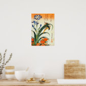 アヤメにカワセミ, 北斎 Iris and Kingfisher, Hokusai, Ukiyo-e ポスター (キッチン)