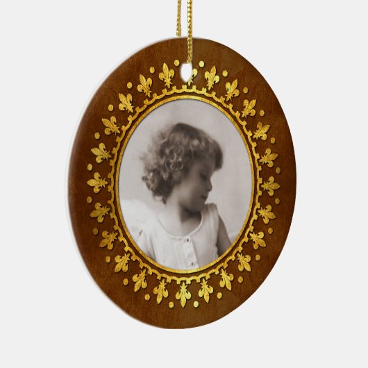 アヤメの円形の写真フレーム セラミックオーナメント (右)