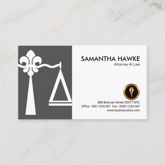 アヤメの正義によってはかりで測られる白いカバー 名刺 (正面)