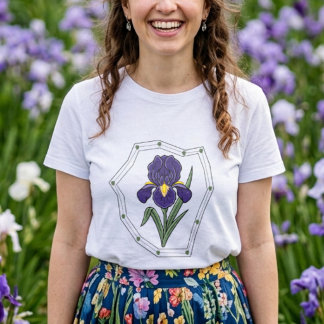アヤメの花のボタニカルアート トライブレンドTシャツ