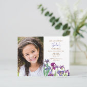アヤメの花の少女の誕生日写真 ポストカード (スタンド正面)