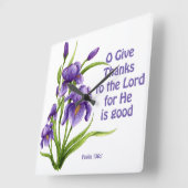 アヤメの花の美しい花束と聖なる書物、 経典 スクエア壁時計 (傾斜)