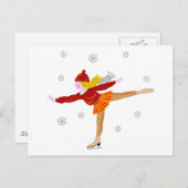 アヤングガールアイススケートで滑るアズスノーフレーク秋 ポストカード (正面/裏面)