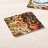 アユタヤスパイシーパパイヤサラダ[ソムタム] with Cashew スクエアペーパーコースター (アングル)