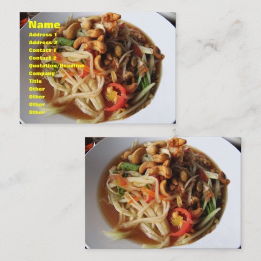 アユタヤスパイシーパパイヤサラダ[ソムタム] with Cashew 名刺 (正面/裏面)