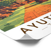 アユタヤタイイラストレーショントラベルアートヴィンテージ ポスター (角)