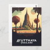アユタヤタイランドテンプルサンセット ポストカード (正面/裏面)