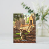 アユタヤタイランドトラベルの猫 ポストカード (スタンド正面)