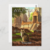 アユタヤタイランドトラベルの猫 ポストカード (正面/裏面)