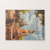 アユタヤタイランドトラベルアートヴィンテージ ジグソーパズル (横)