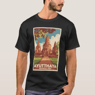アユタヤヒストリカルパークイラストレーショントラベルアート Tシャツ