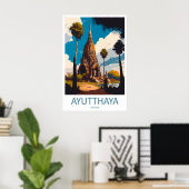 アユタヤ旅行の印刷壁画 アユタヤの壁 ポスター (ホームオフィス)