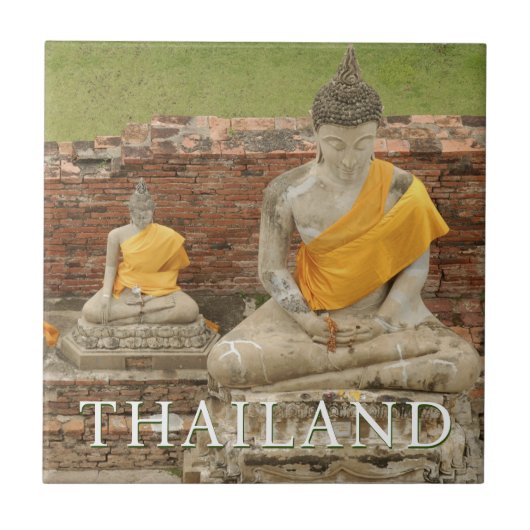 アユタヤ タイの坐仏の像 タイル (正面)
