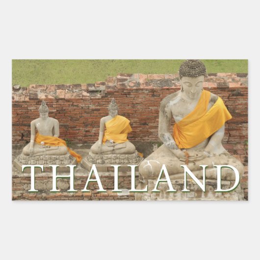 アユタヤ タイの坐仏の像 長方形シール (正面)