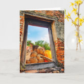 アユタヤ·リクライニング·ブッダ カード (黄色い花)