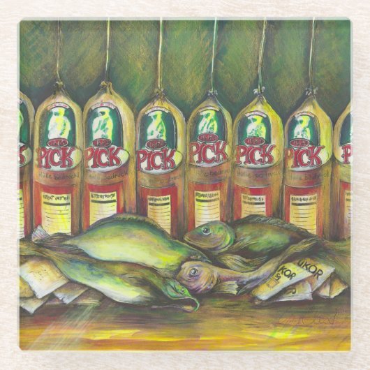 アユ ガラスコースター (正面)