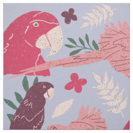 アラのオウムのピンクのバーガンディ熱帯葉のパターン ファブリック