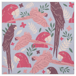 アラのオウムのピンクのバーガンディ熱帯葉のパターン ファブリック