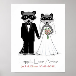 アライク結婚オンの新郎新婦と文字付きカスタム ポスター