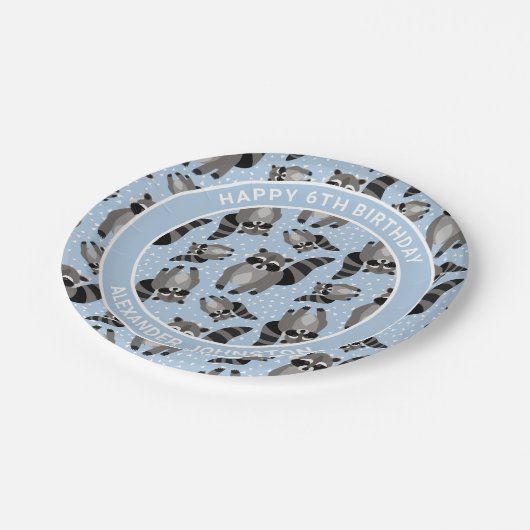 アライグカスタムマの青い誕生日パーティー ペーパープレート (アングル)