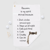 アライグマおもしろいスピリットアニマルユーモアかわいい水色 ゴルフタオル (インサイチュ)