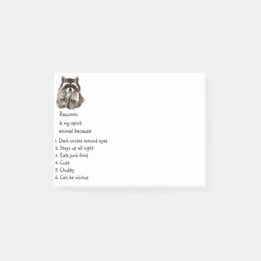 アライグマおもしろいスピリットアニマルユーモアかわいい水色 ポストイット (正面)