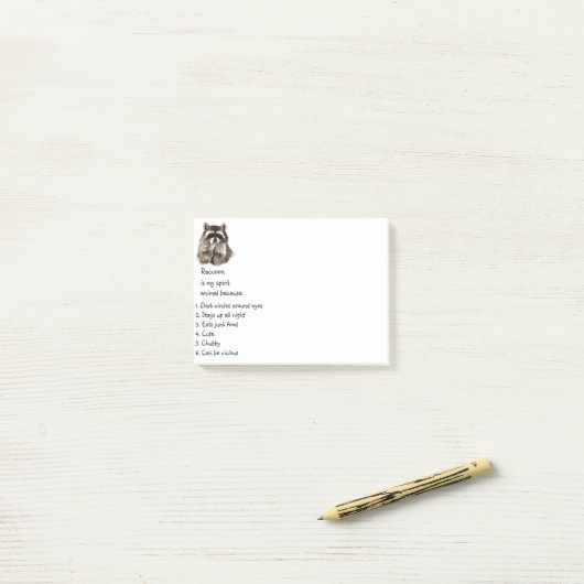 アライグマおもしろいスピリットアニマルユーモアかわいい水色 ポストイット (デスク上)