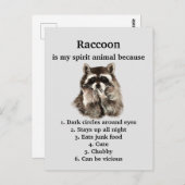 アライグマおもしろいスピリットアニマルユーモアかわいい水色 ポストカード (正面/裏面)