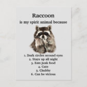 アライグマおもしろいスピリットアニマルユーモアかわいい水色 ポストカード (正面)