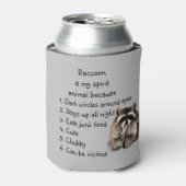 アライグマおもしろいスピリットアニマルユーモアかわいい水色 缶クーラー (缶正面)