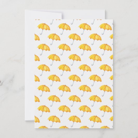 アライグマお洒落イエロー傘ベビーシャワー 招待状 (裏面)