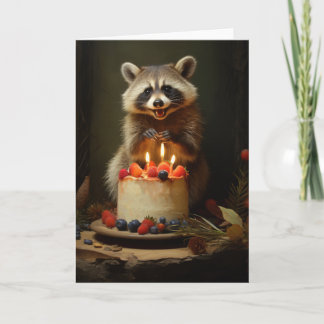 アライグマお誕生日ケーキ カード
