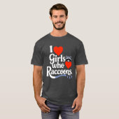 アライグマが好きな女の子大好き 可愛いアライグマ 動物 Tシャツ (正面フル)