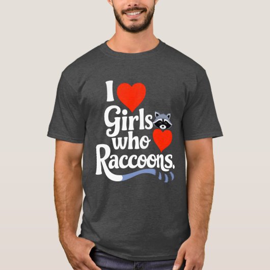 アライグマが好きな女の子大好き 可愛いアライグマ 動物 Tシャツ (正面)