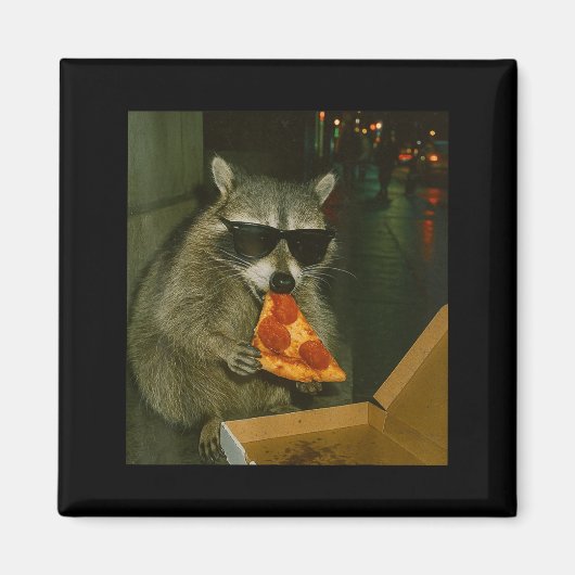 アライグマがZzaを食べる面白い動物のミーム マグネット (正面)