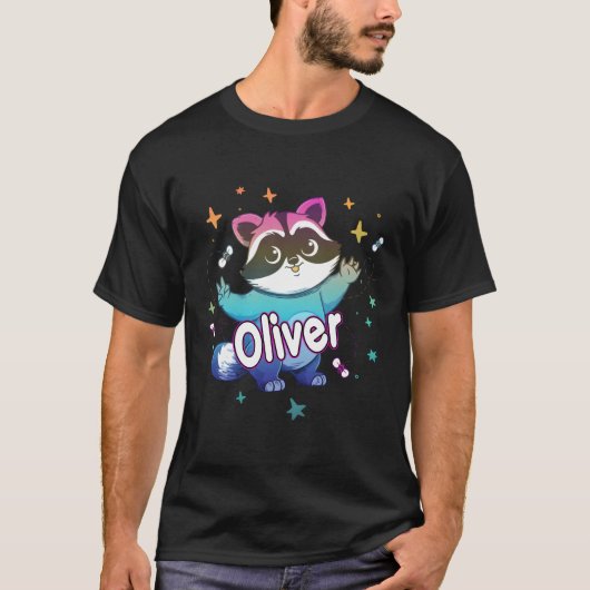 アライグマとオリバーの名前 Tシャツ (正面)
