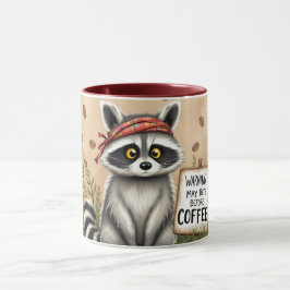 アライグマとキャプションが入ったユーモラスなコーヒーマグ マグカップ