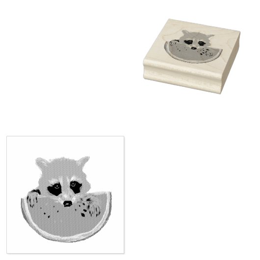 アライグマとスイカ ラバースタンプ (押印)