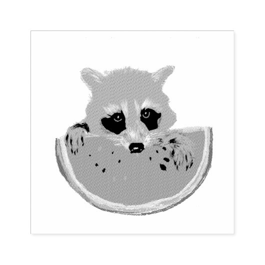 アライグマとスイカ ラバースタンプ (インプリント)