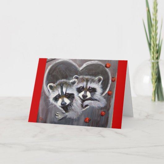アライグマとテントウムシ カード (正面)