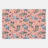 アライグマとデザート包装紙セット ラッピングペーパーシート (正面)