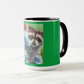 アライグマとブルーアジサイMUG マグカップ (正面右)