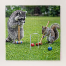 アライグマとリスがクロッケーをプレー ジグソーパズル